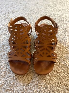 BareTraps Tan Laser-Cut Strappy Sandals